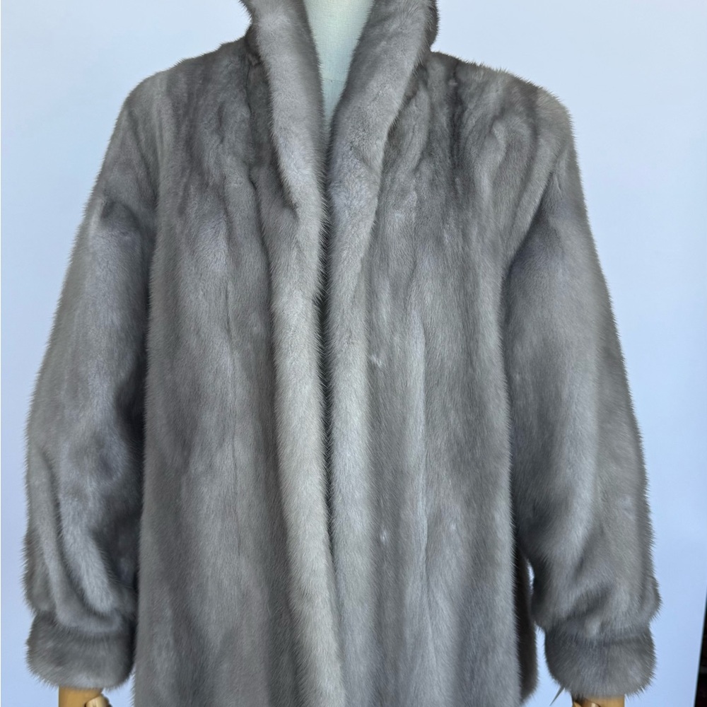 Gray Silver Mink fur Women's Coat